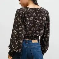 Floral Front Pleated Top