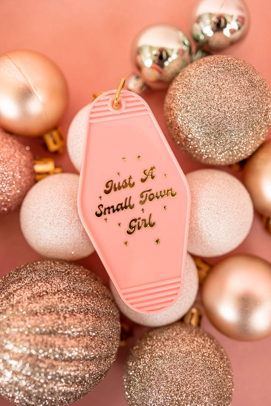 "Just A Small Town Girl" Vintage Style Motel Keychain - Pink