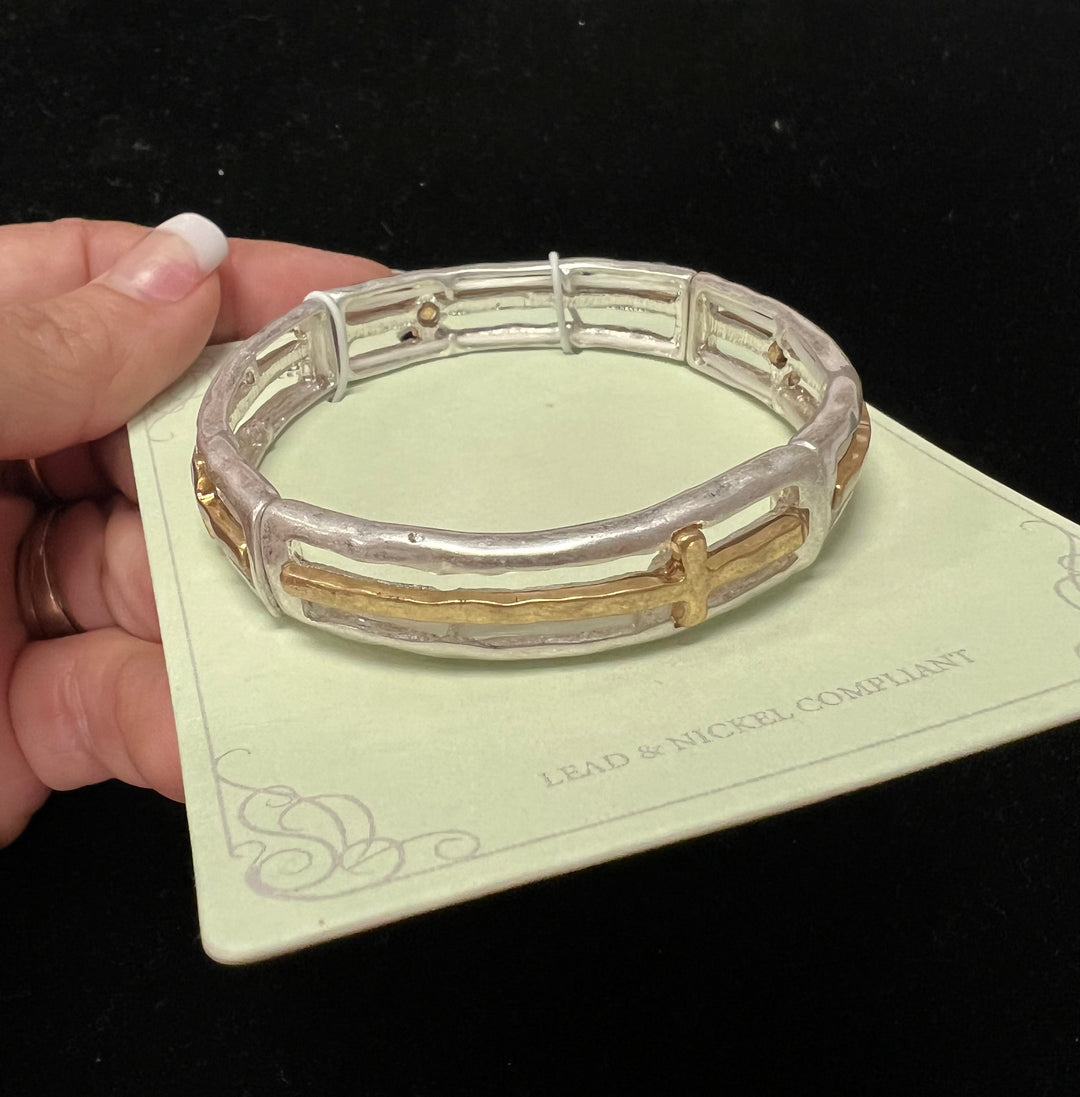 Hammered Cross Detail Bracelet