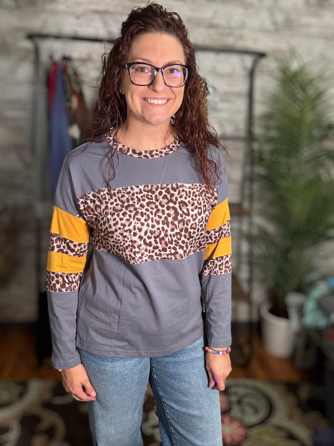 Leopard Colorblock Patchwork Top