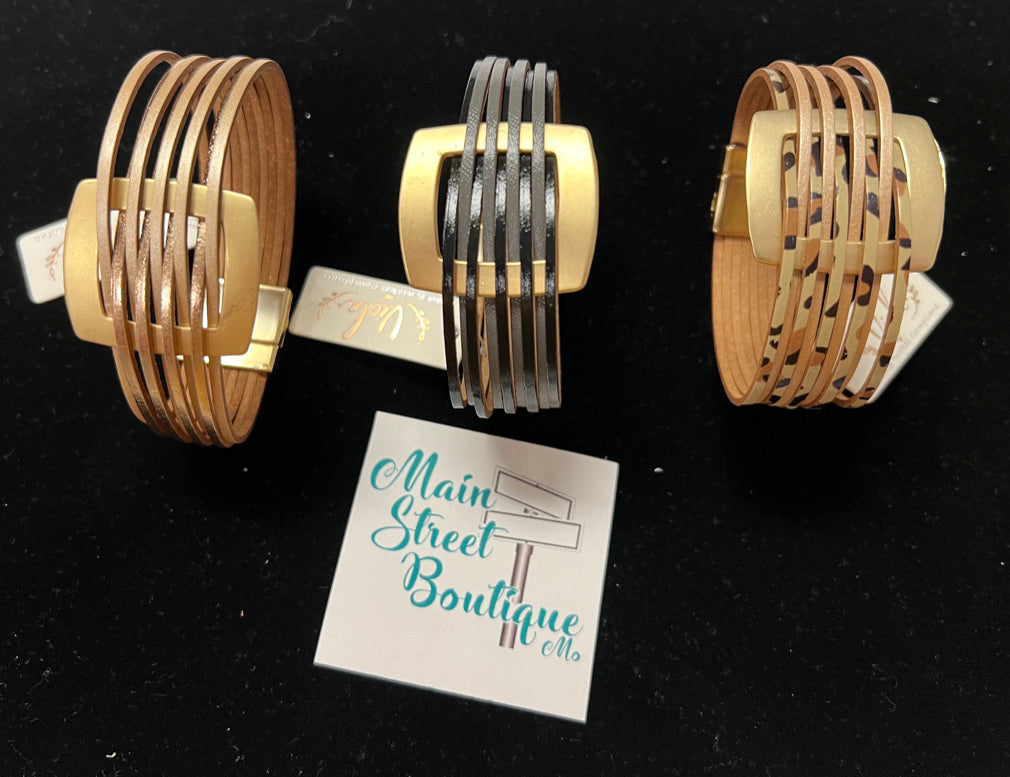Multi Strand Bracelet w/Gold Buckle Accent