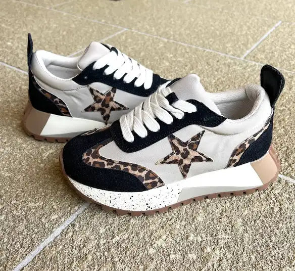 Joey Black Leopard Platform Sneaker By Very G