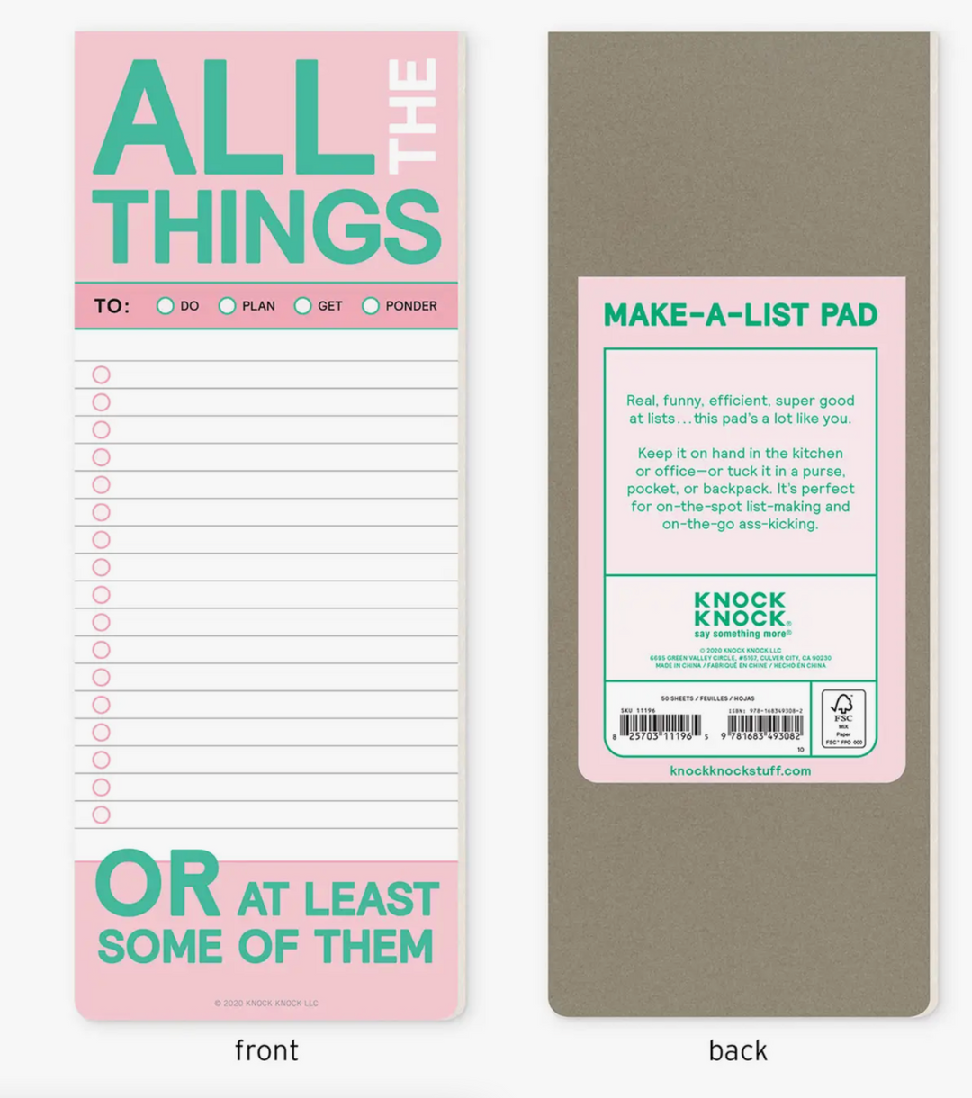 All the Things Make a List Pad