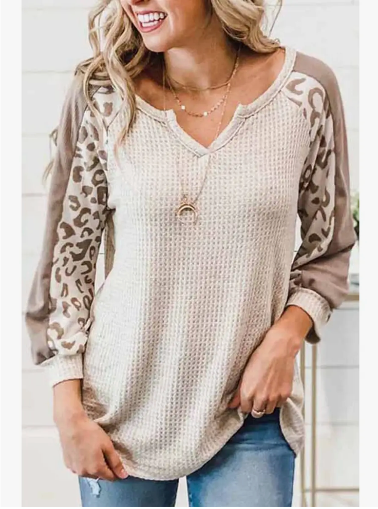 Waffle Knitted Loose Fit Leopard