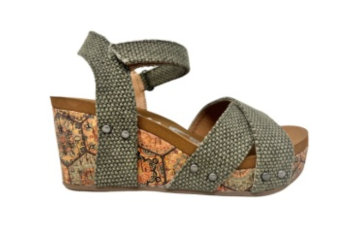 Shirley Khaki Wedge"