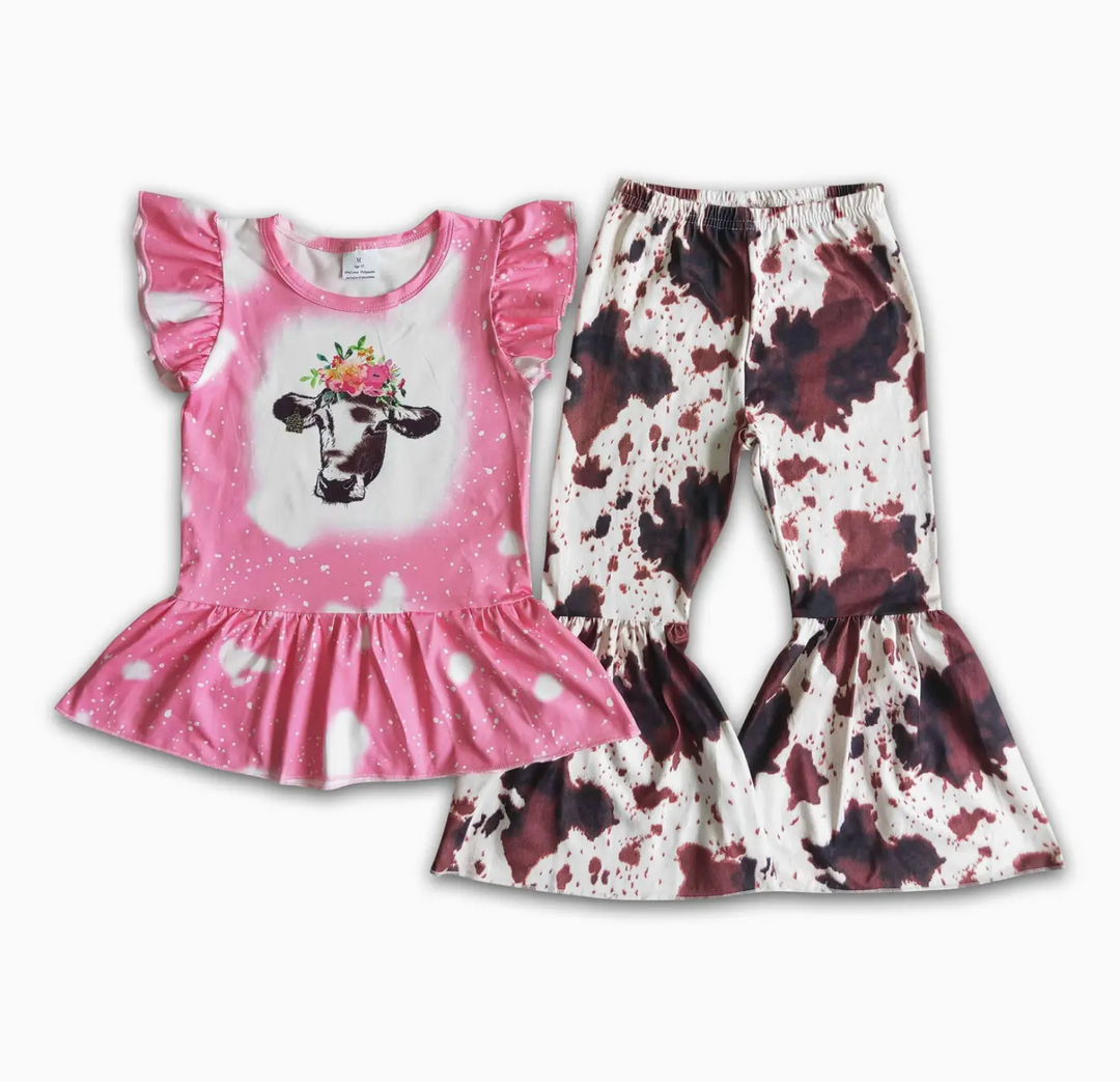 Bell Bottom Pants Outfit Pink Cow Western Kids
