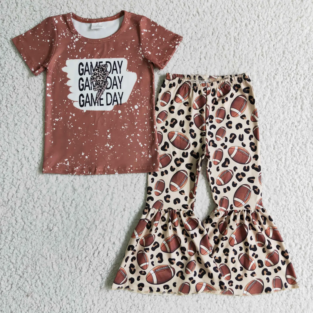 Game Day Football Leopard Kids Girls Team Clothing