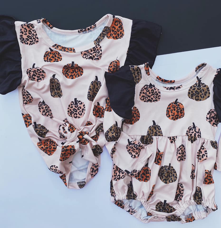 Girls Pumpkin Ruffle Romper/Top