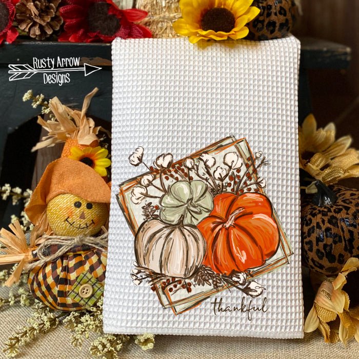 Hand Towel Fall Pumpkins Thankful