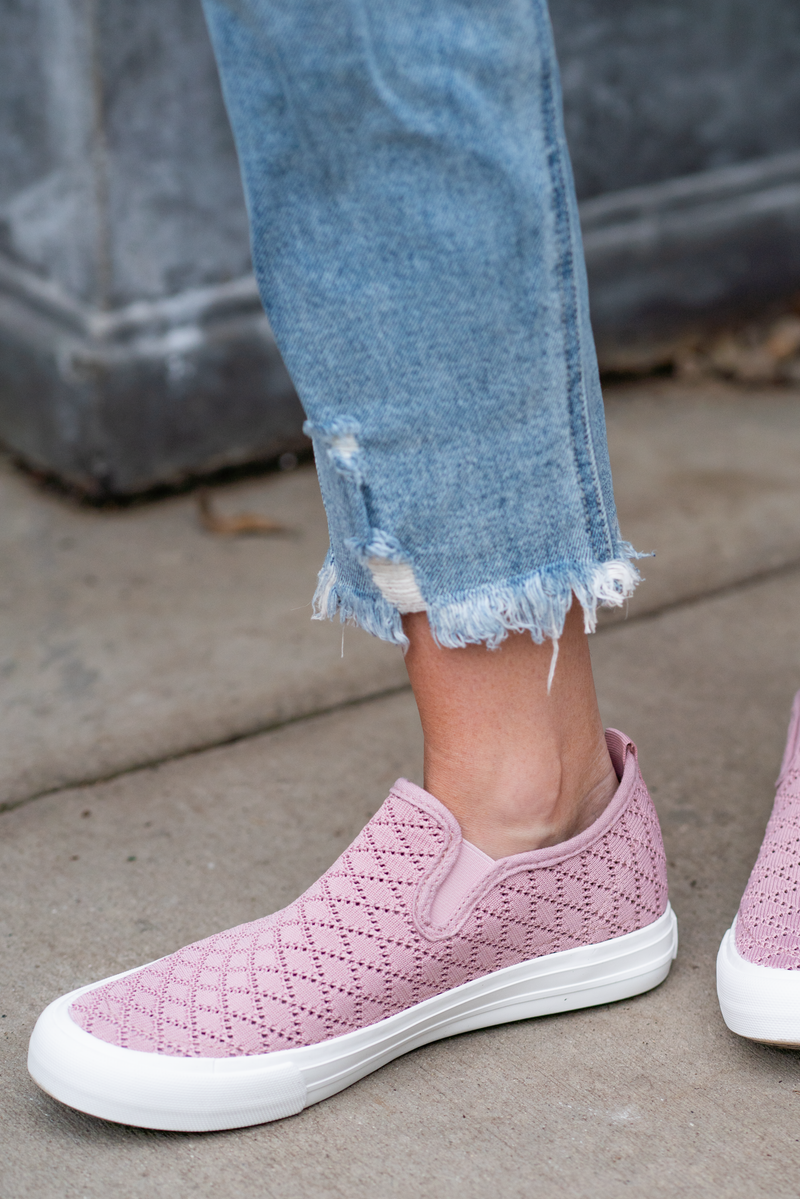 Very G So Fly Pink Knit Slip on Sneakers