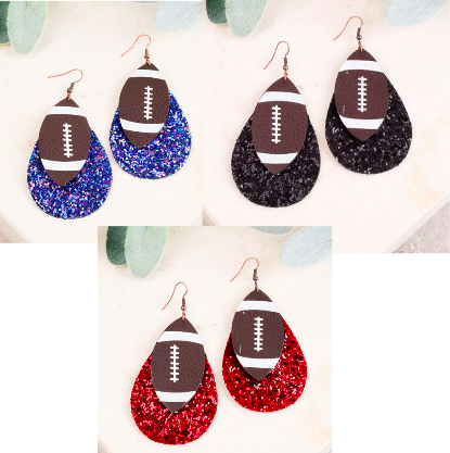 Down Set Hut Football Earring