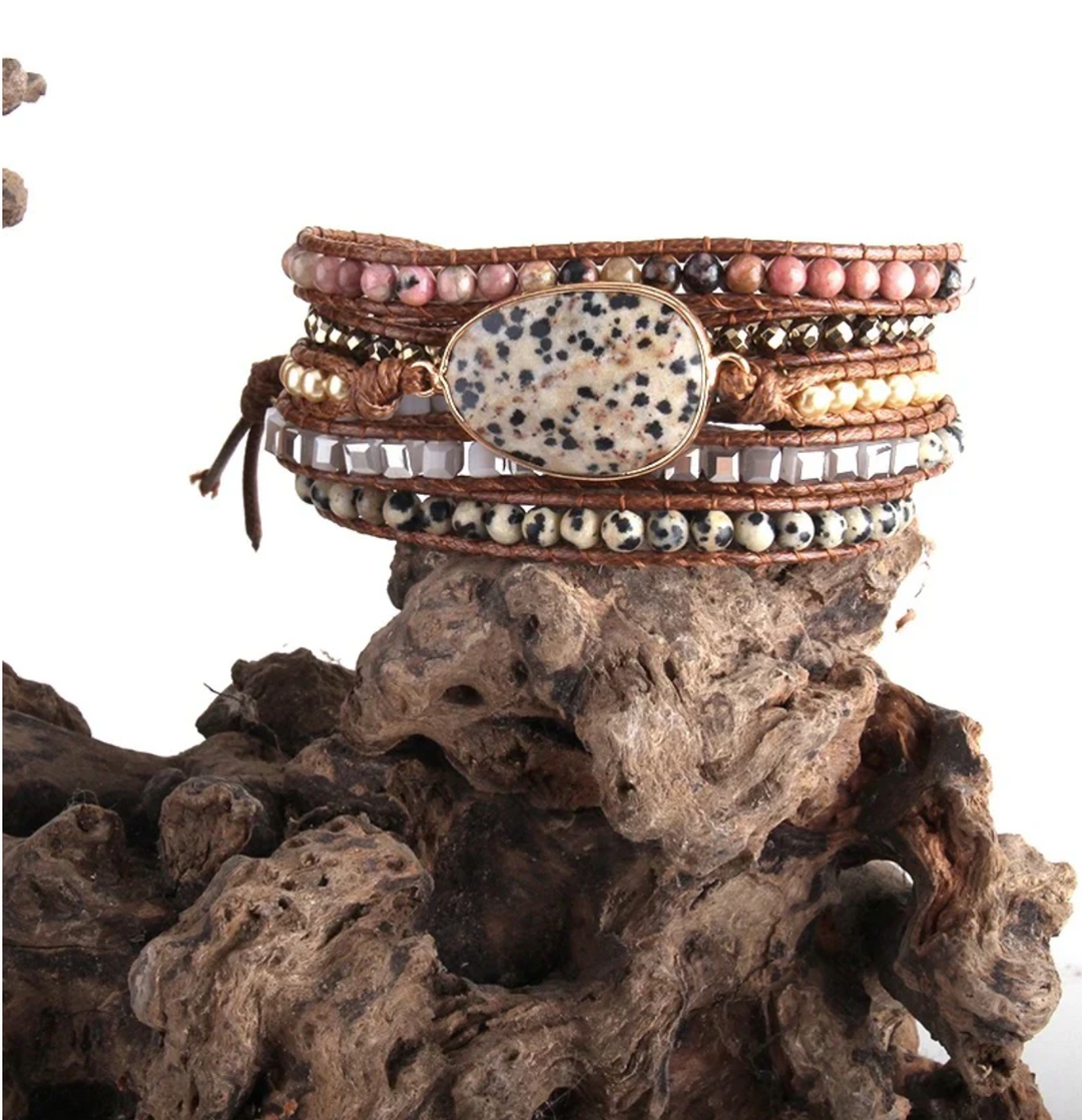 Boho Wrap Bracelet: Speckled Stone
