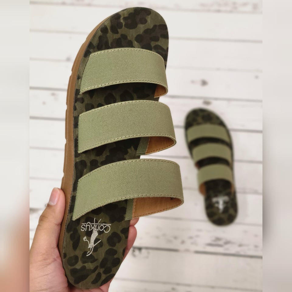 Corkys Dafne Olive Leopard Sandals