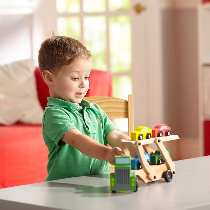 Car Carrier Truck & Cars Wooden Toy Set