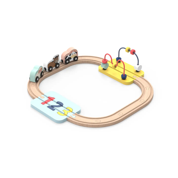 Wooden Railway 123 Puzzle and Bead Set 18-Pieces
