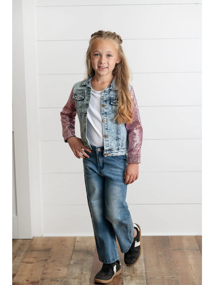 Pink Sequin Denim Jacket