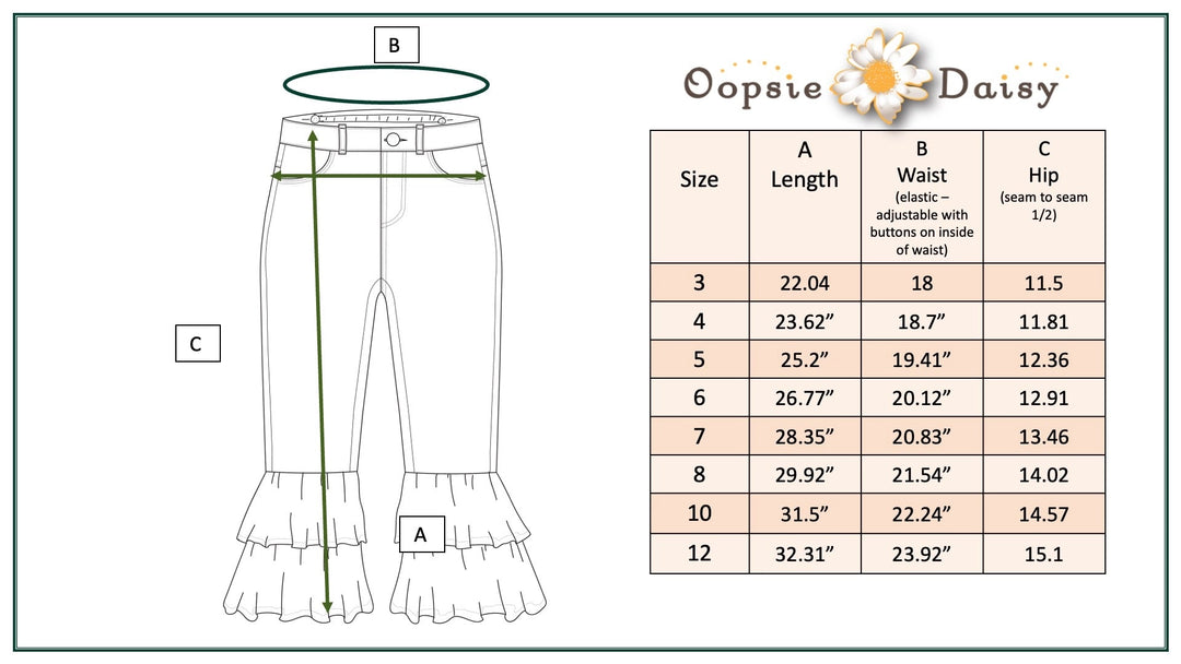 Kids Flower Double Ruffle Denim Jeans