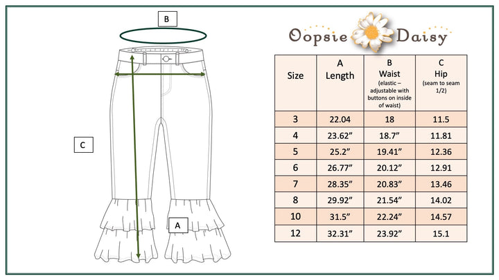 Kids Flower Double Ruffle Denim Jeans