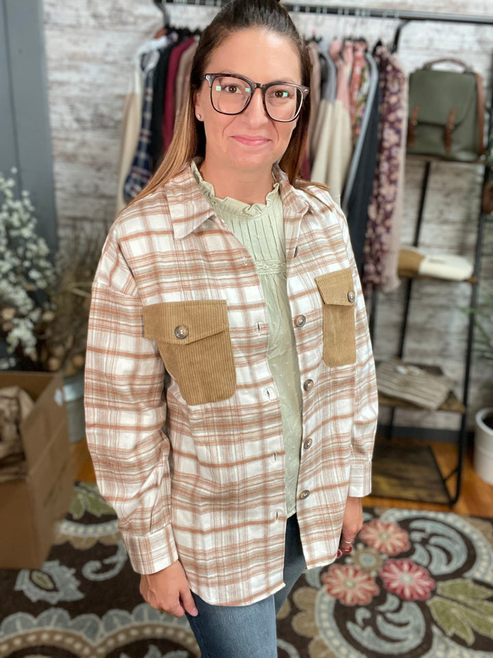 Plaid Contrast Shacket