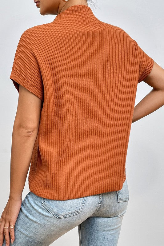 Patch Pocket Ribbed Knit Sweater