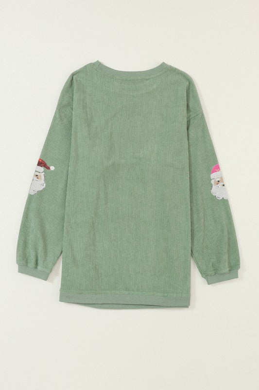 Sequin Patched Santa Claus Graphic Sweatshirt