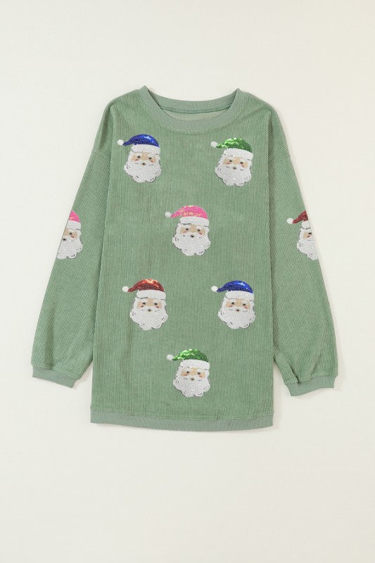 Sequin Patched Santa Claus Graphic Sweatshirt