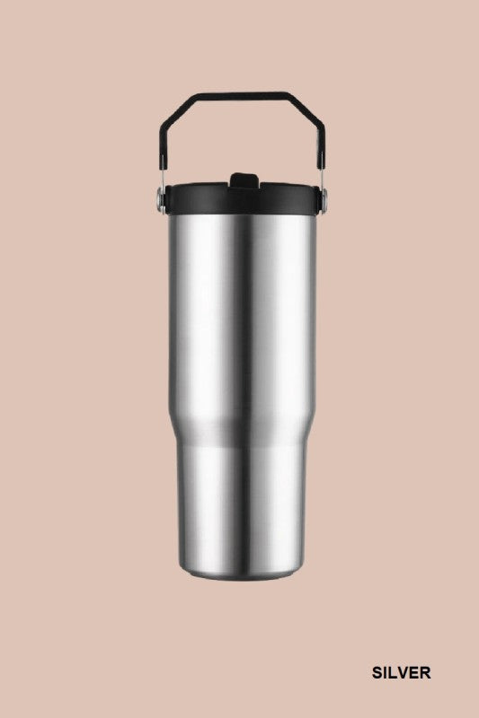 30 Oz Flip Straw Insulated Stainless Steel Tumbler