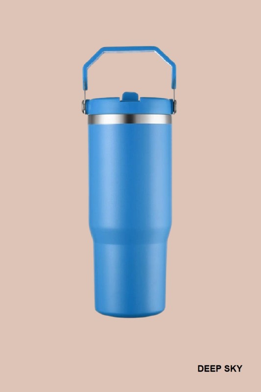 30 Oz Flip Straw Insulated Stainless Steel Tumbler