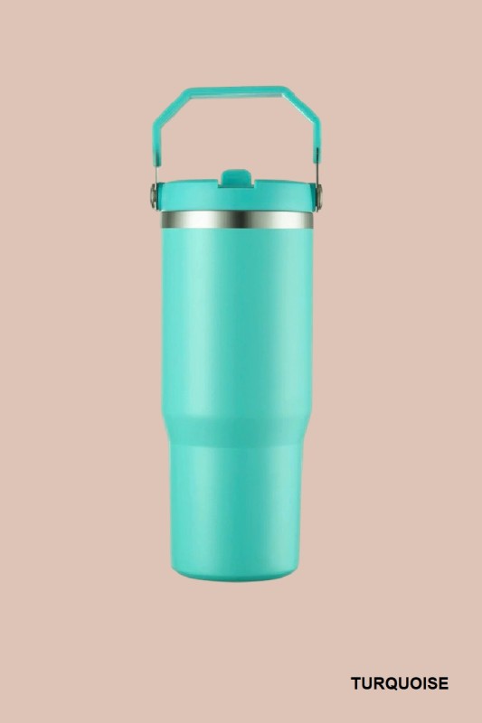 30 Oz Flip Straw Insulated Stainless Steel Tumbler
