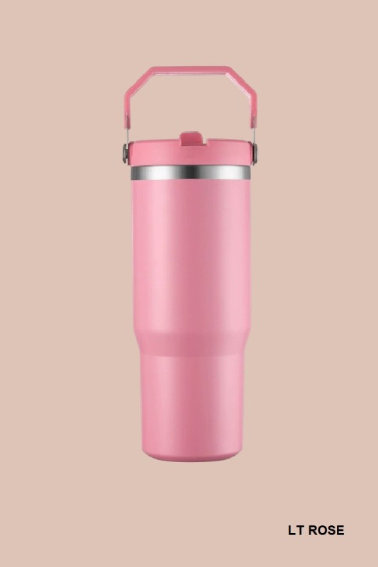 30 Oz Flip Straw Insulated Stainless Steel Tumbler