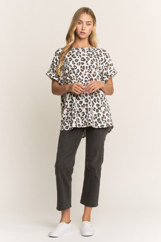 Short Sleeve Animal Print Top