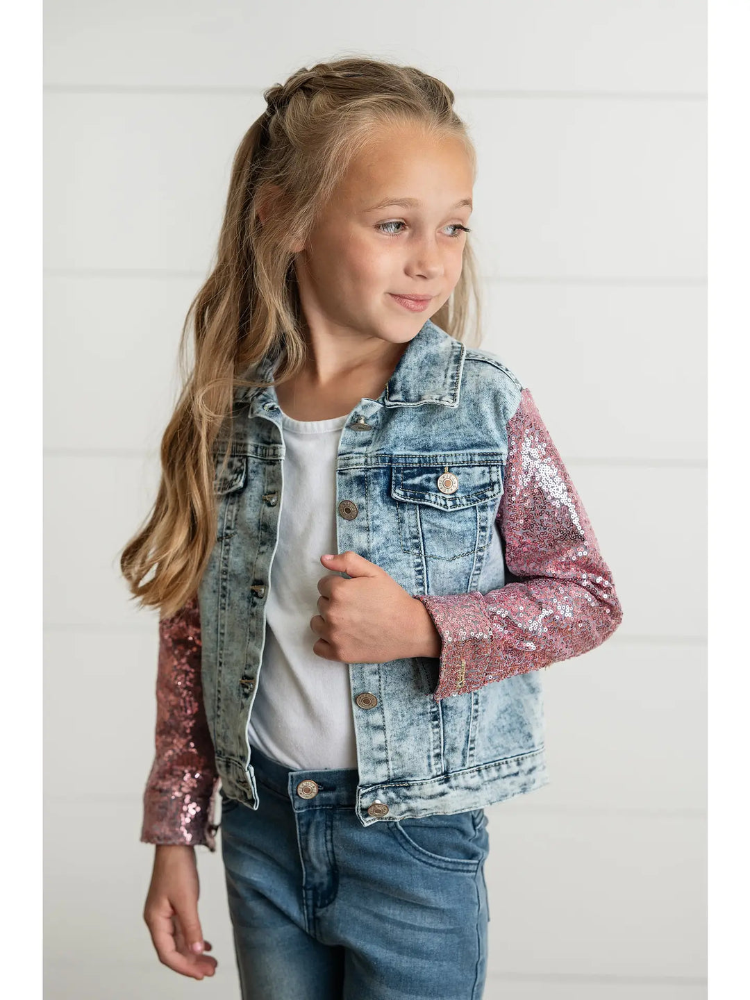 Pink Sequin Denim Jacket
