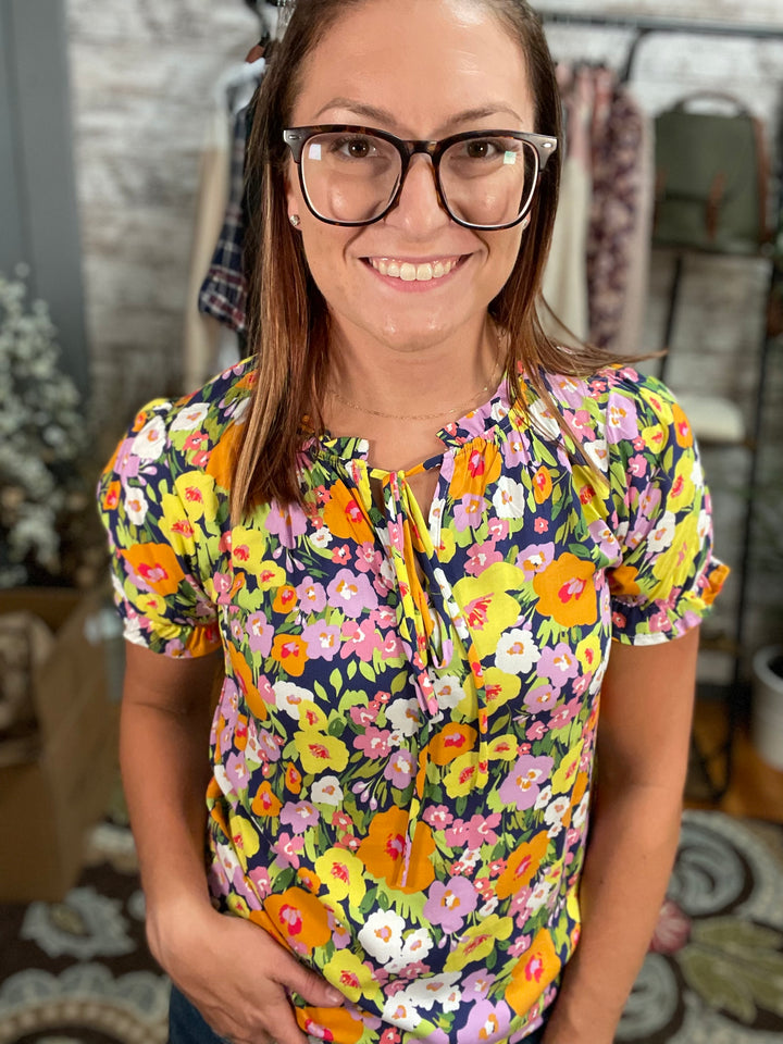 Floral Tie Front Top