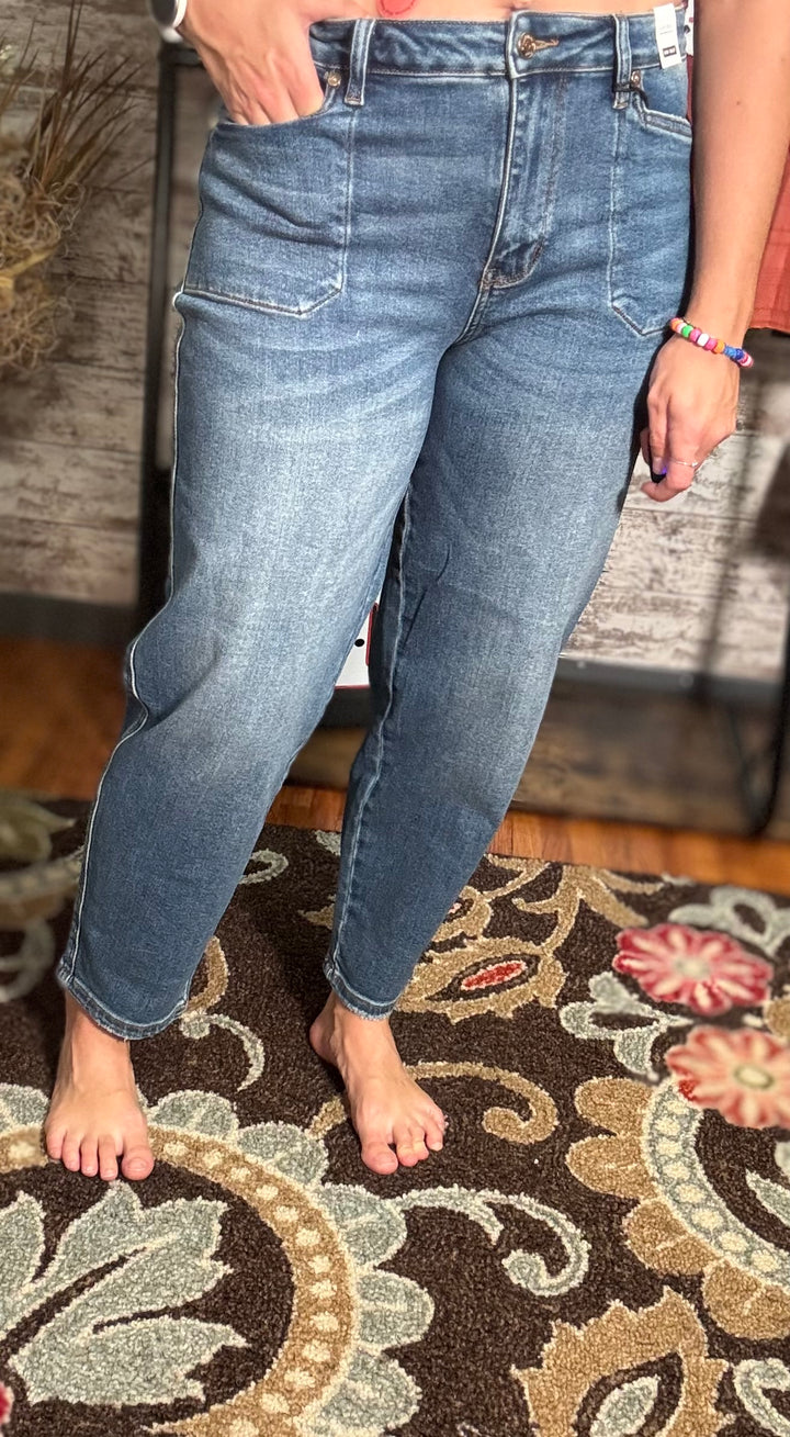 Judy Blue High Waist Soft Barrel Stitch Thru Pocket Denim Jeans