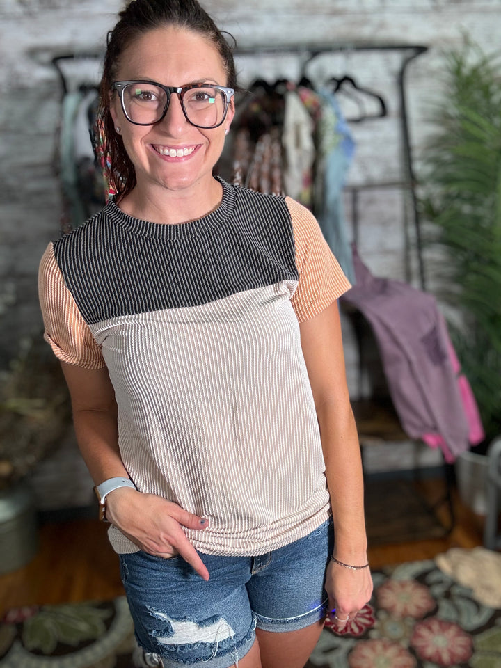 Black Color Block Top