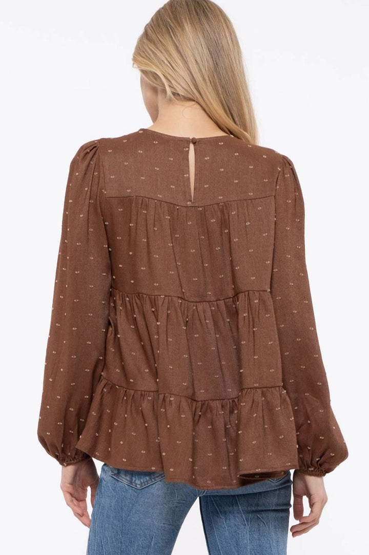 Tiered Clip Dot Long Sleeve Top