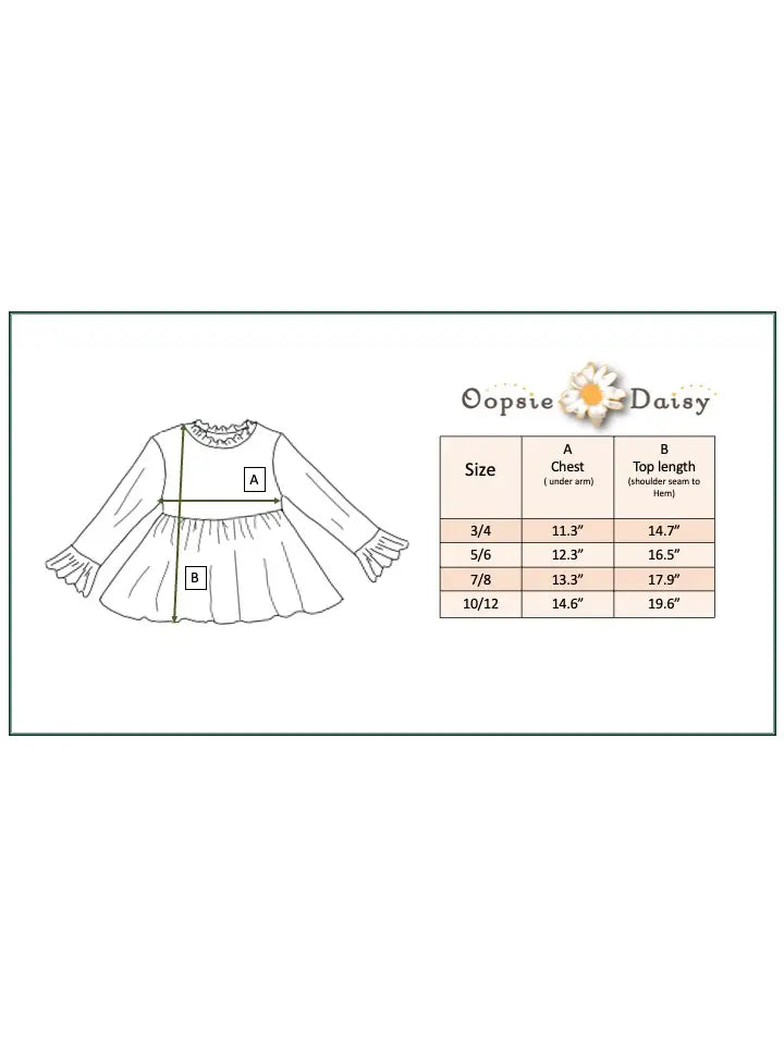 Kids Long Sleeve Lettuce Trim Ribbed Fall Shirt