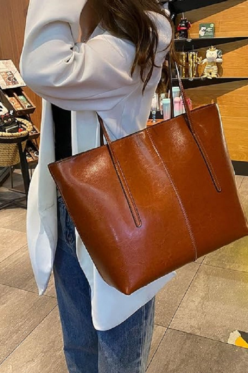 Vegan Leather Large Capacity Tote Bag