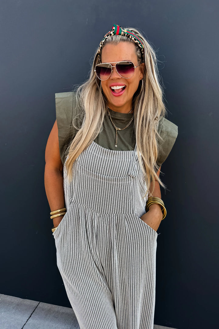 Karli Boho 2 Tone Olive Overalls