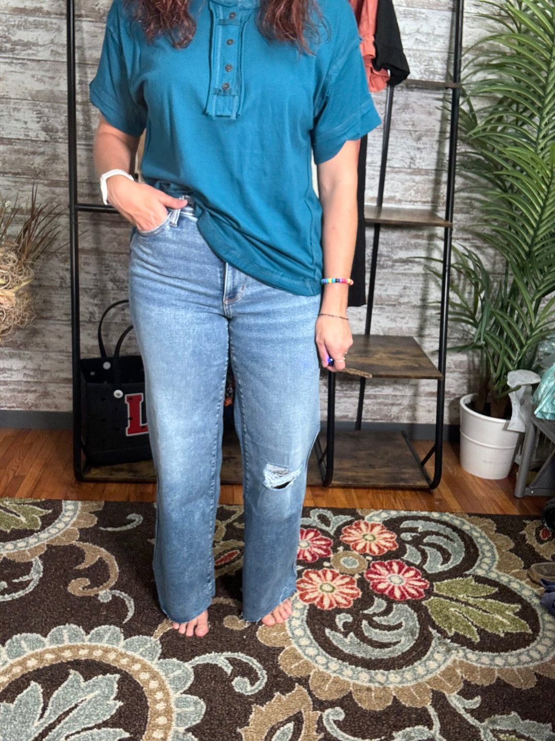 Judy Blue Vintage Wash Destroyed Wide Leg Jeans
