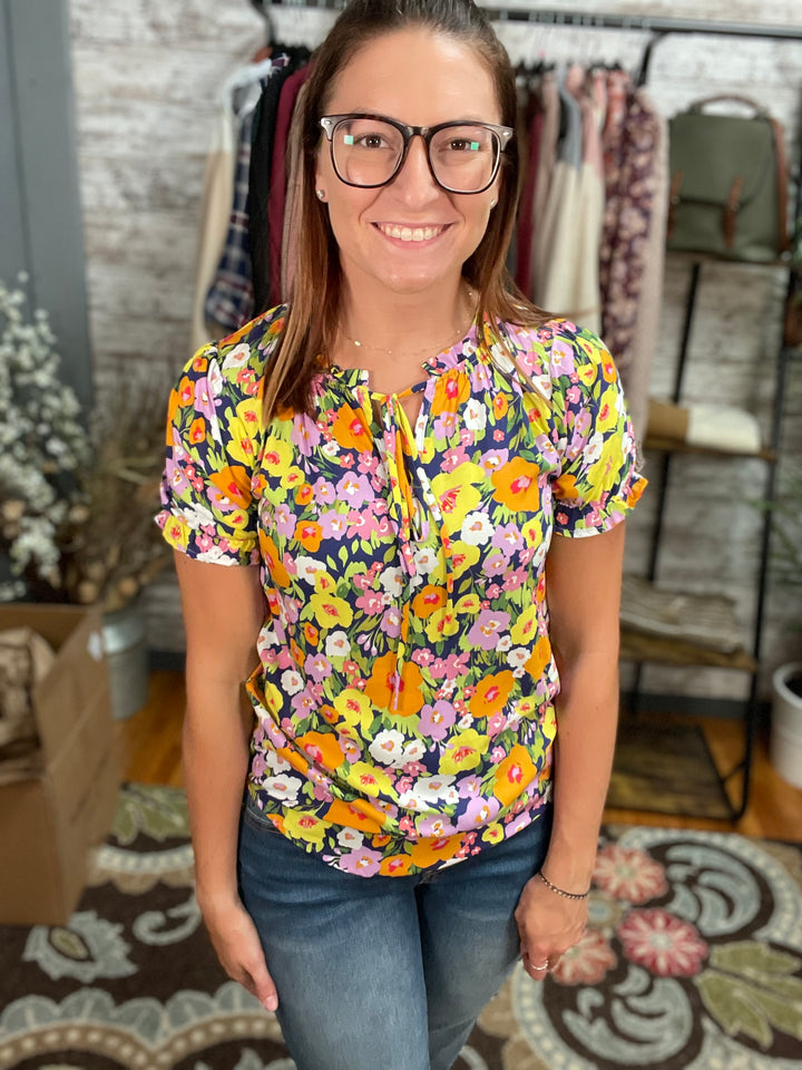 Floral Tie Front Top