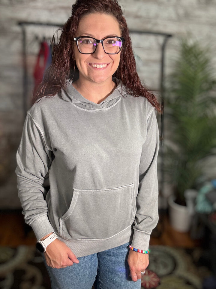 Soft Fleece Pigment Dyed Kangaroo Pocket Hoodie