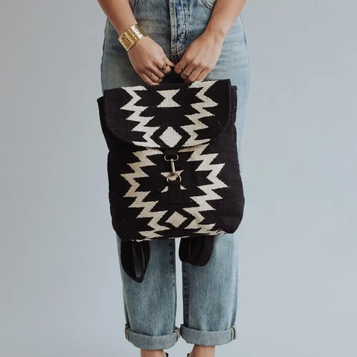 Black & Cream Aztec Backpack
