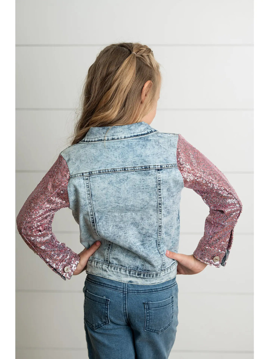 Pink Sequin Denim Jacket