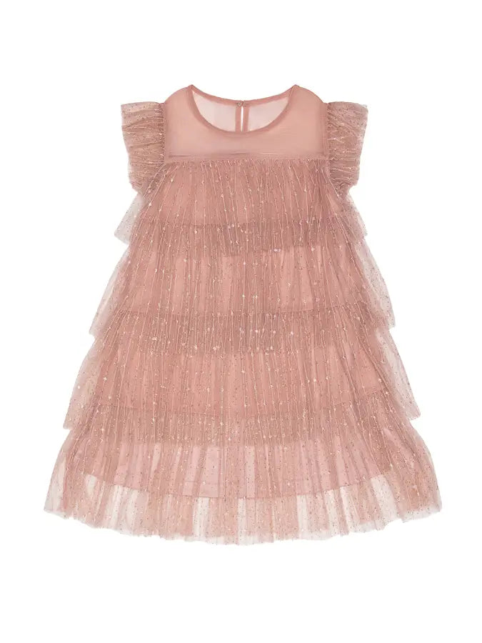 Tween Kids Girls Babydoll Mesh Tiered Dress