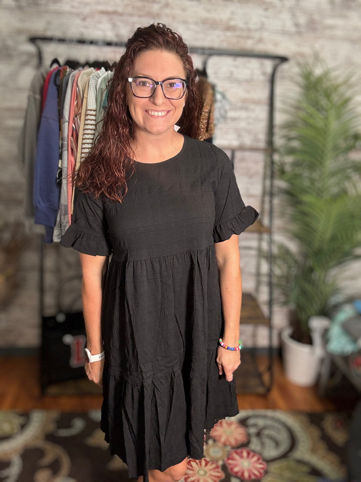 Ruffle Sleeve A-line Tiered Mini Dress Casual