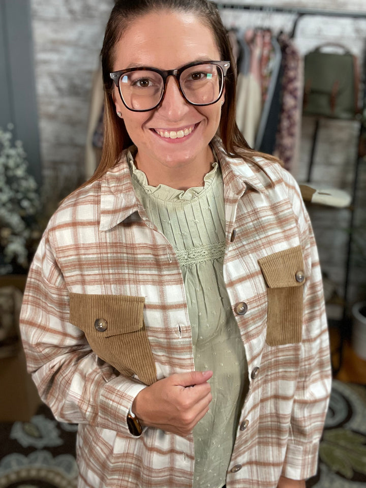 Plaid Contrast Shacket