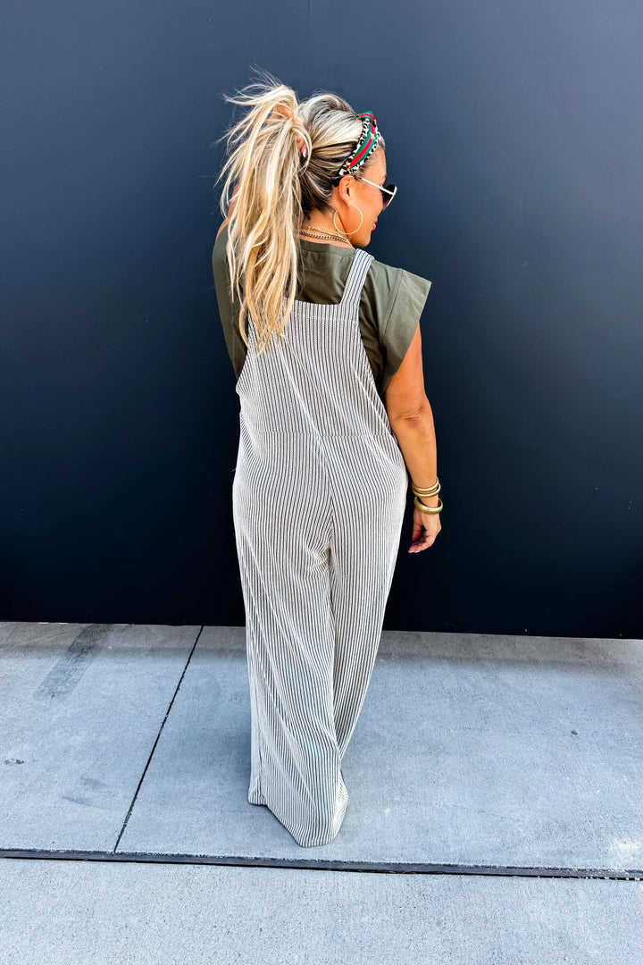 Karli Boho 2 Tone Olive Overalls