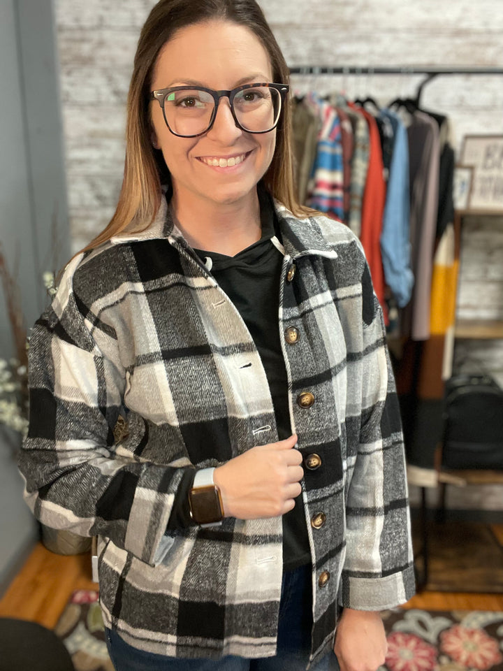 Plaid Flannel Shacket Jacket Coats