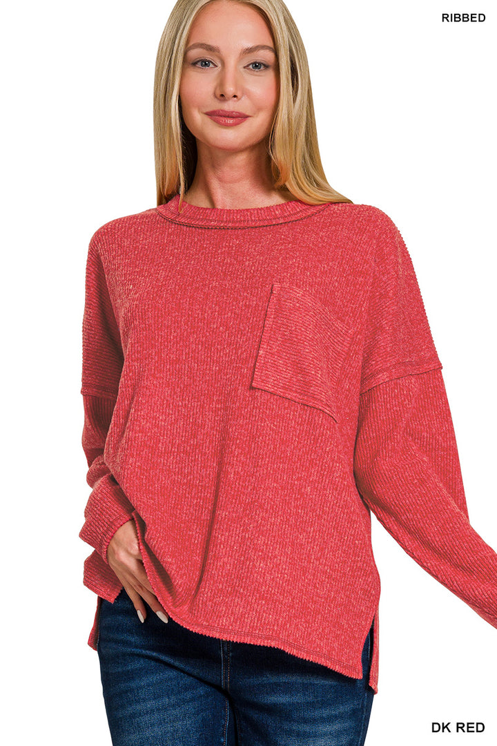 Ribbed Brushed Melange Hacci Sweater